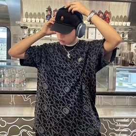 Bape  embroidered logo short-sleeved T-shirt (2 styles)-2764